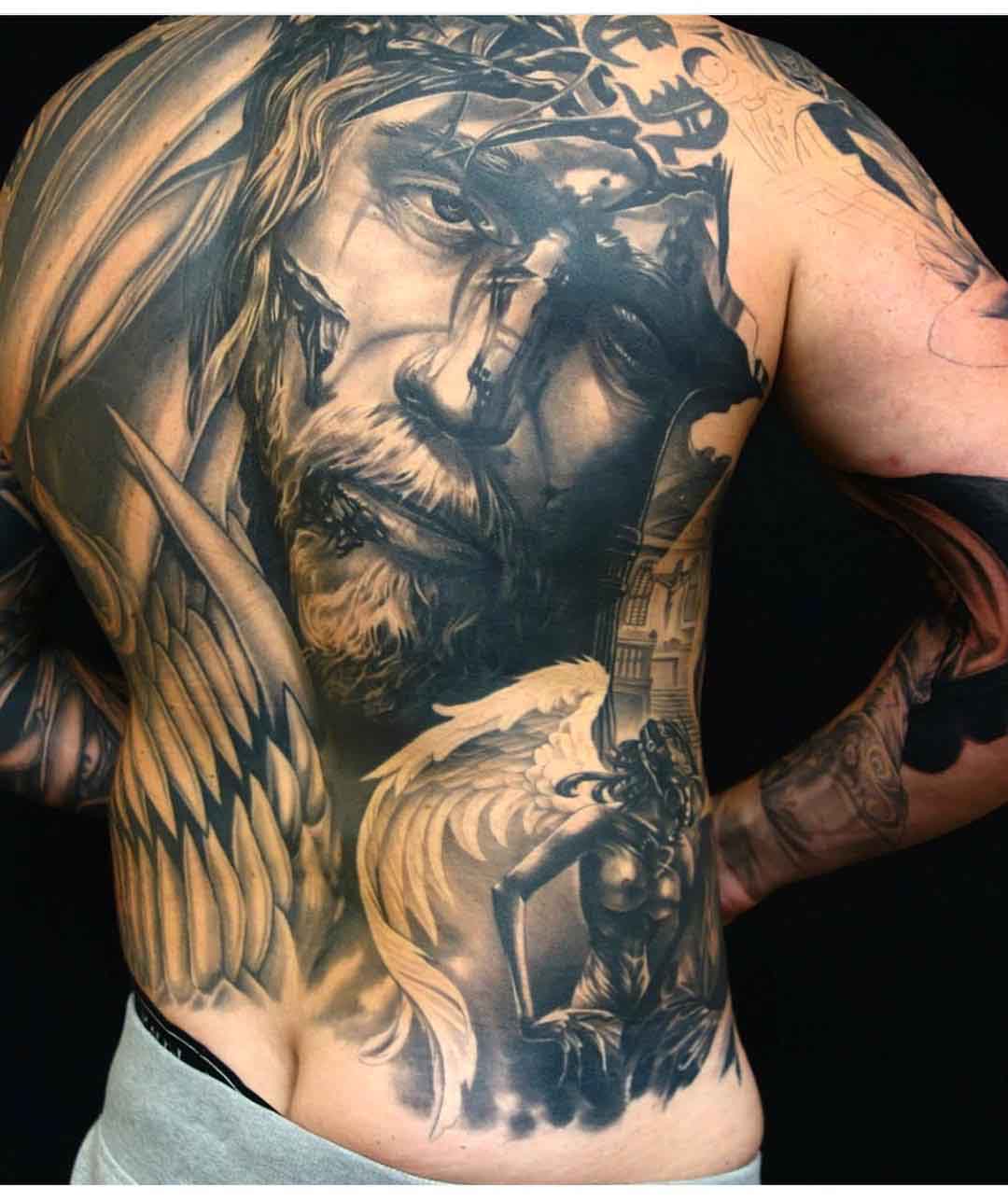 full back Jesus tattoo