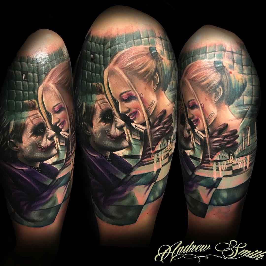 shoulder tattoo harley and joker