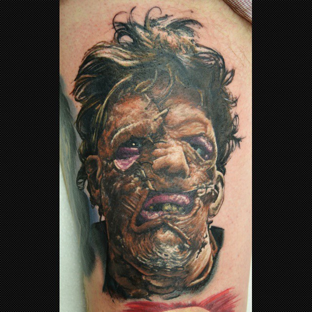 Texas Chainsaw  Leatherface thinks its the highest honor to have his face  tattooed on YOUR hide Submitted by fan Dan Cleary  Facebook