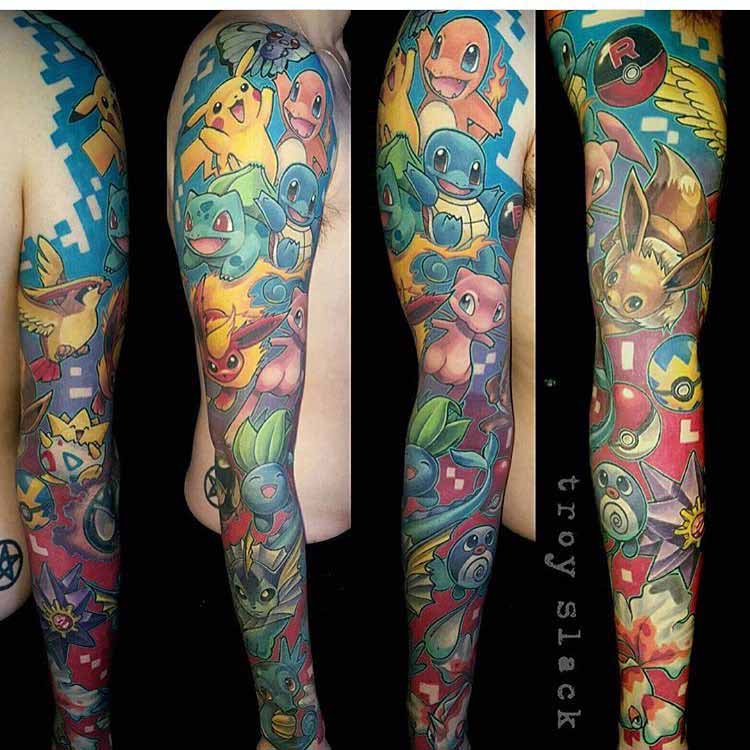 full sleeve pokemon tattoo