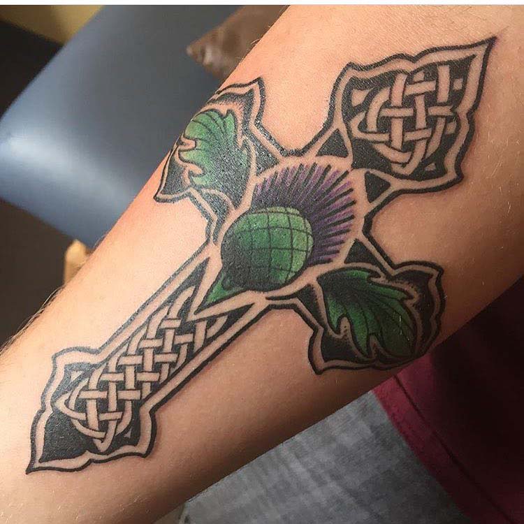 Thistle Tattoo Celtic Cross by Sinead Stewart