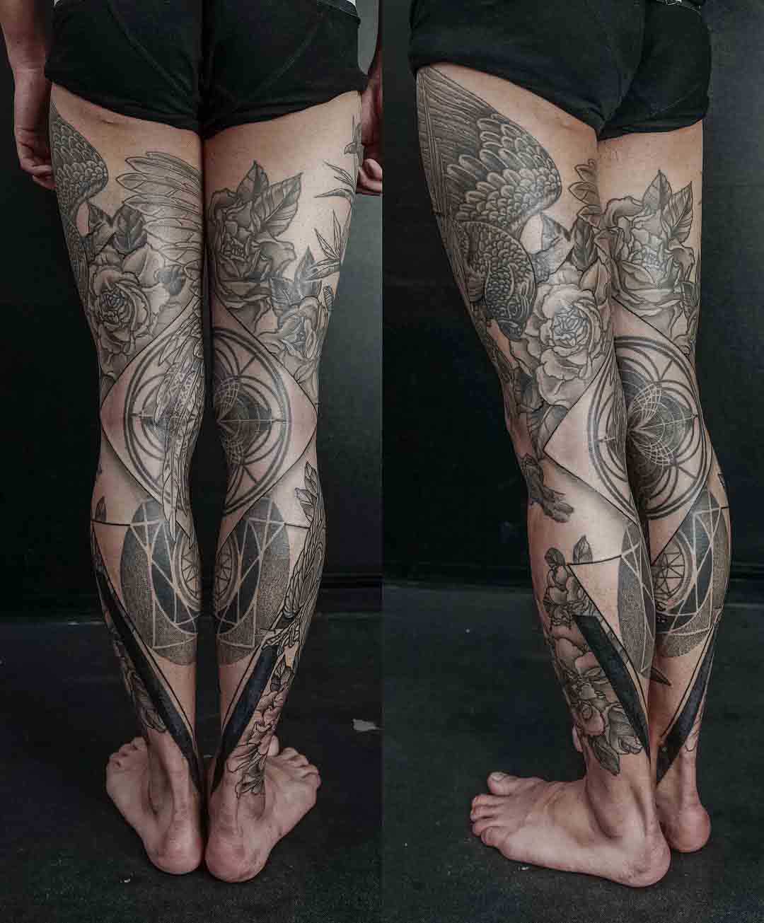 Full leg sleeve tattoo in progress. Full back of leg done today, front... |  Tattoo Ideas | TikTok