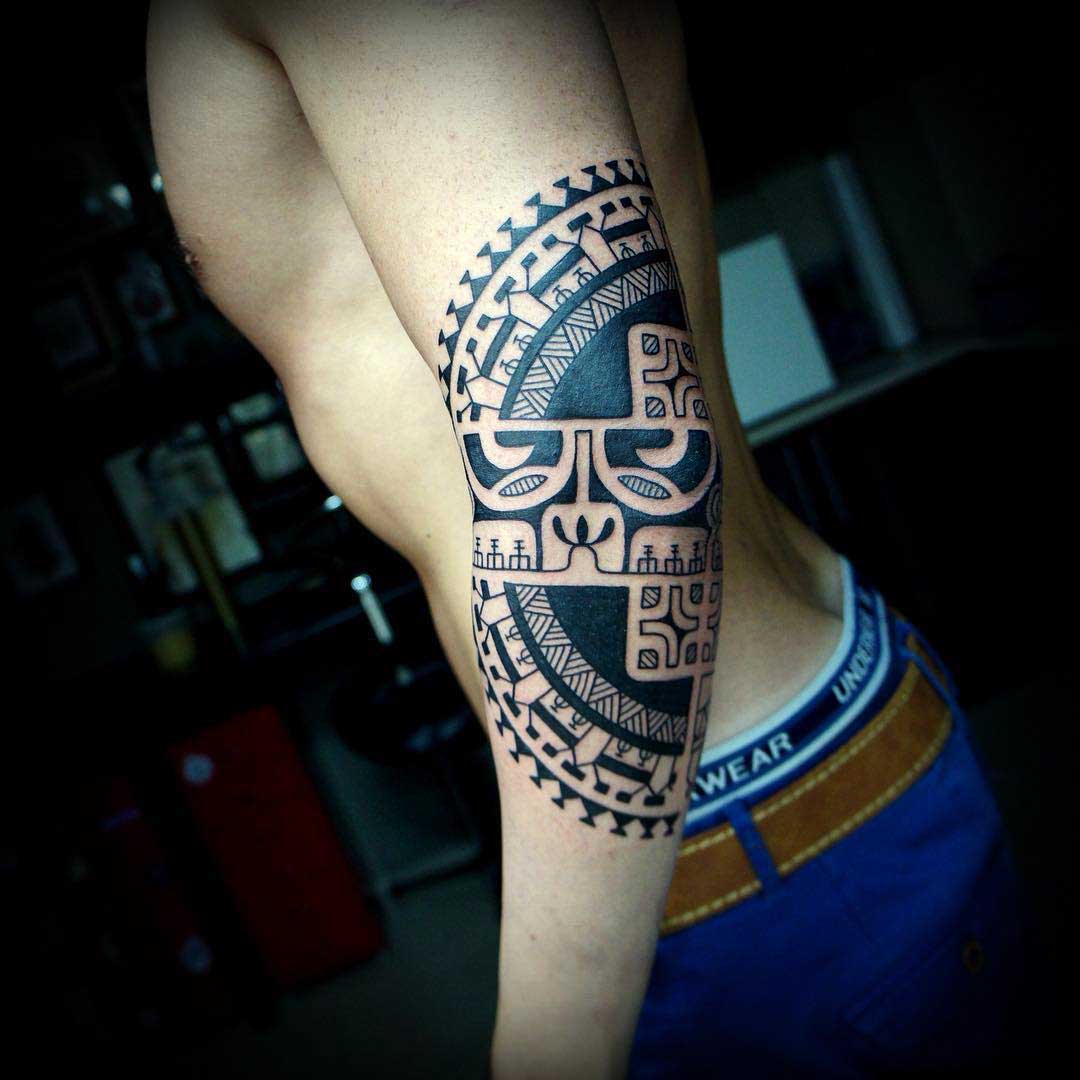 Cool Polynesian Elbow Tattoo | Best Tattoo Ideas Gallery