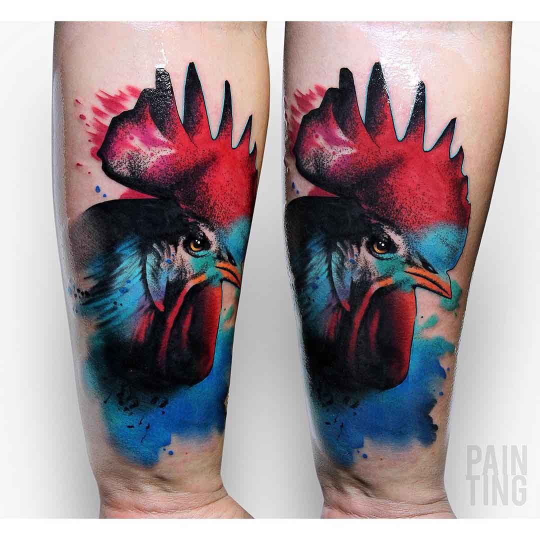 cool rooster tattoo