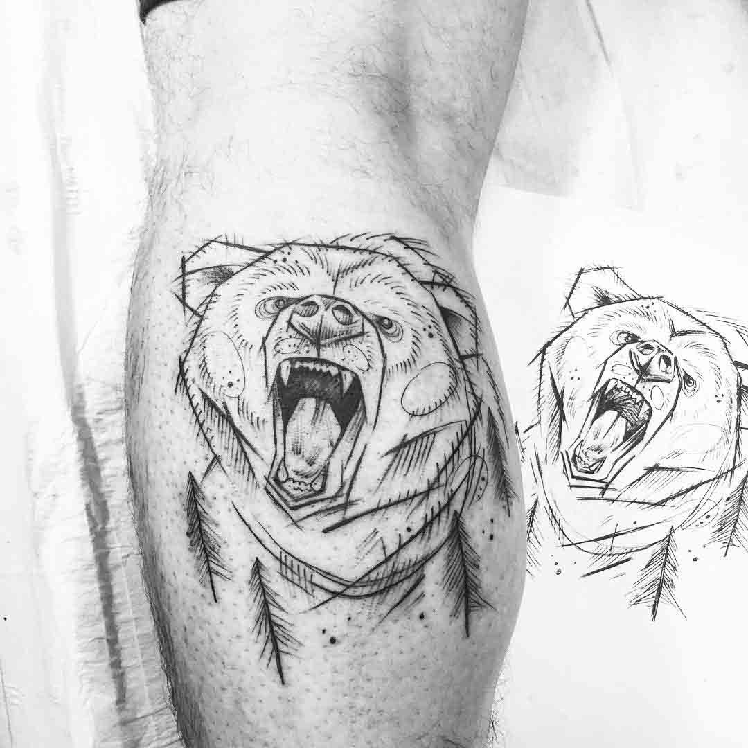 calf tattoo bear