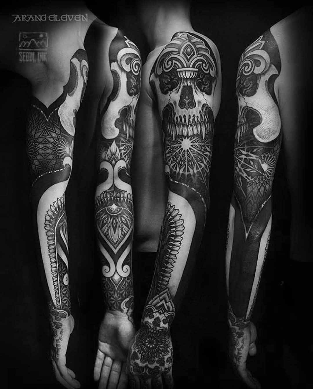 full sleeve dark tattoo