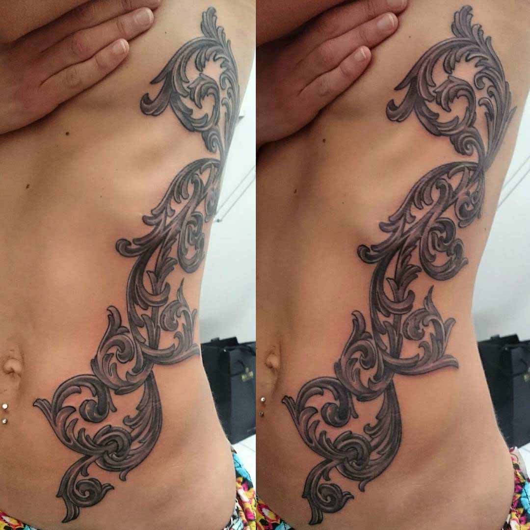 girl side tattoo baroque