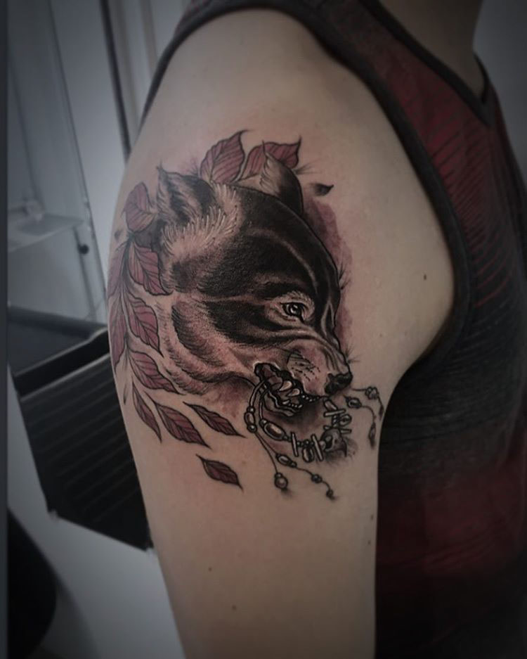 Angry black and red dog done by me at 1873 Tattoo Barnsley UK  IGBowleytattoo  rtattoo