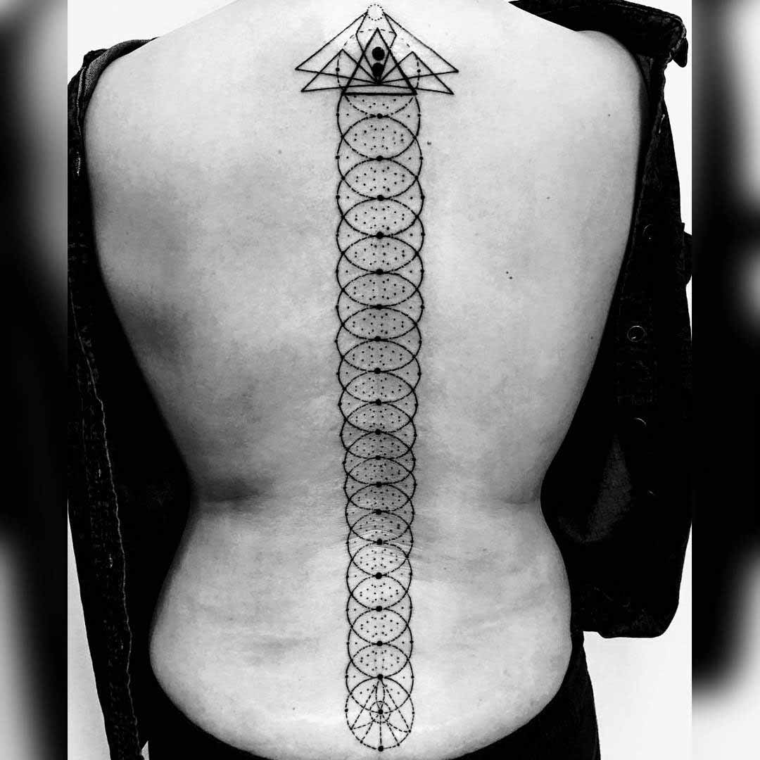Geometric Spine Tattoo Circles - Best Tattoo Ideas Gallery