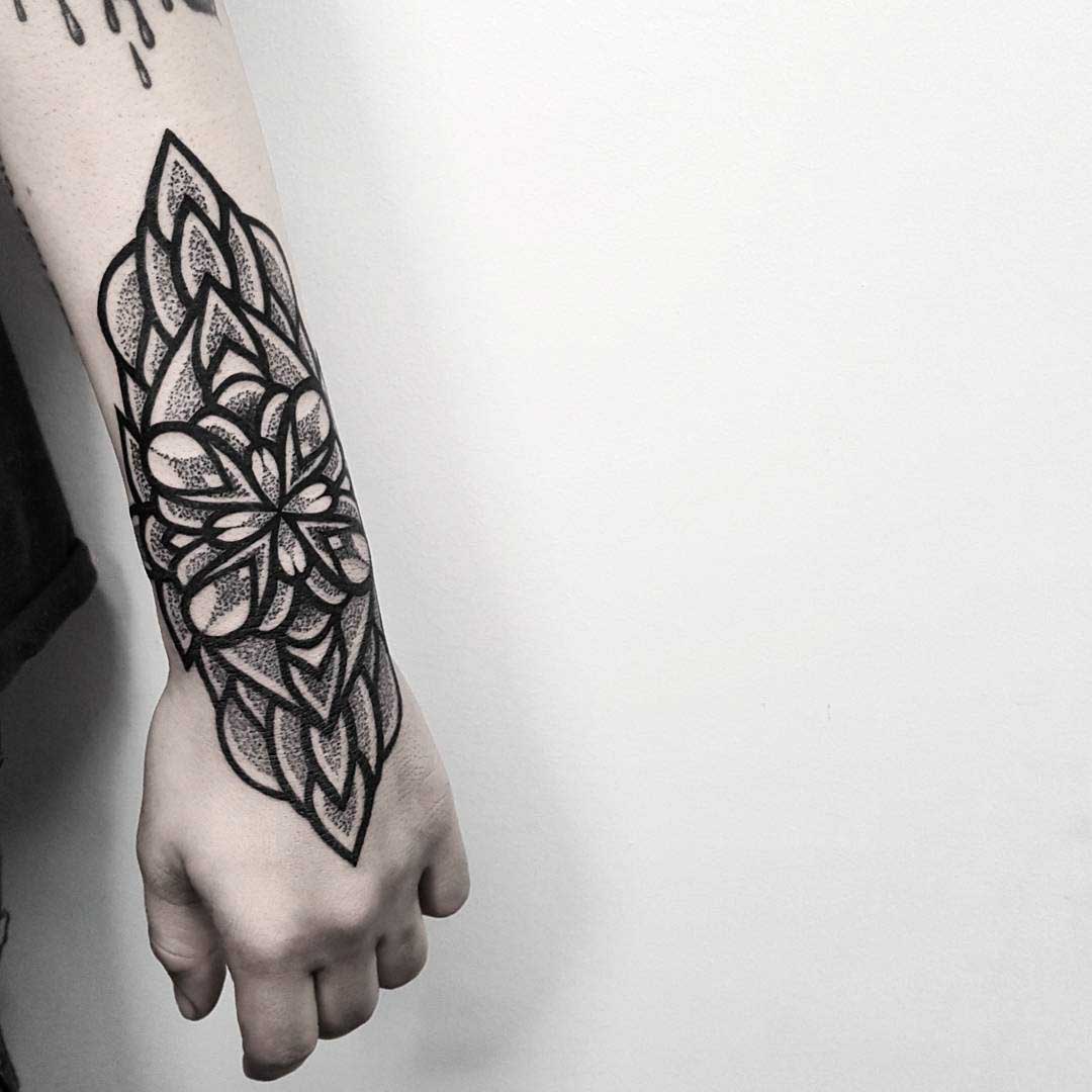 wrist tattoo mandala outer arm