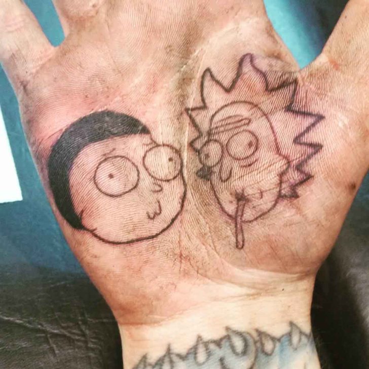 Rick And Morty Tattoo On Palm Best Tattoo Ideas Gallery