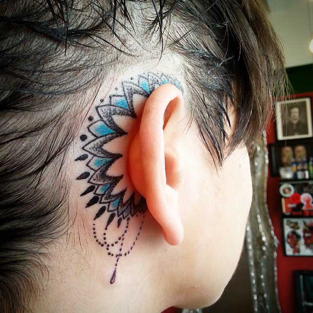 Semicircular Tattoo Behind Ear - Best Tattoo Ideas Gallery