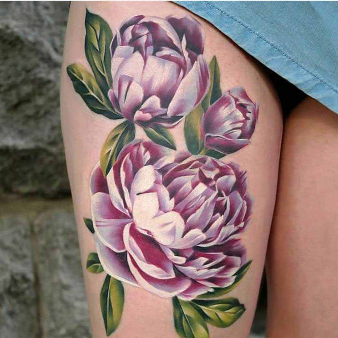 thigh tattoo flowers