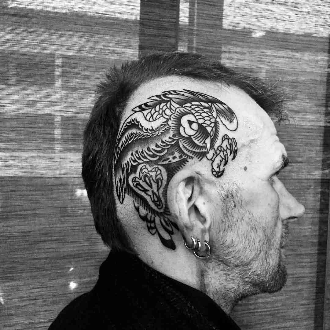 head side tattoo owl
