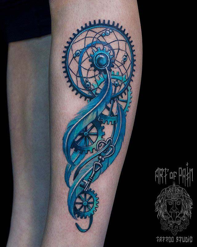 Dreamcatcher Tattoo of Cogwheels - Best Tattoo Ideas Gallery