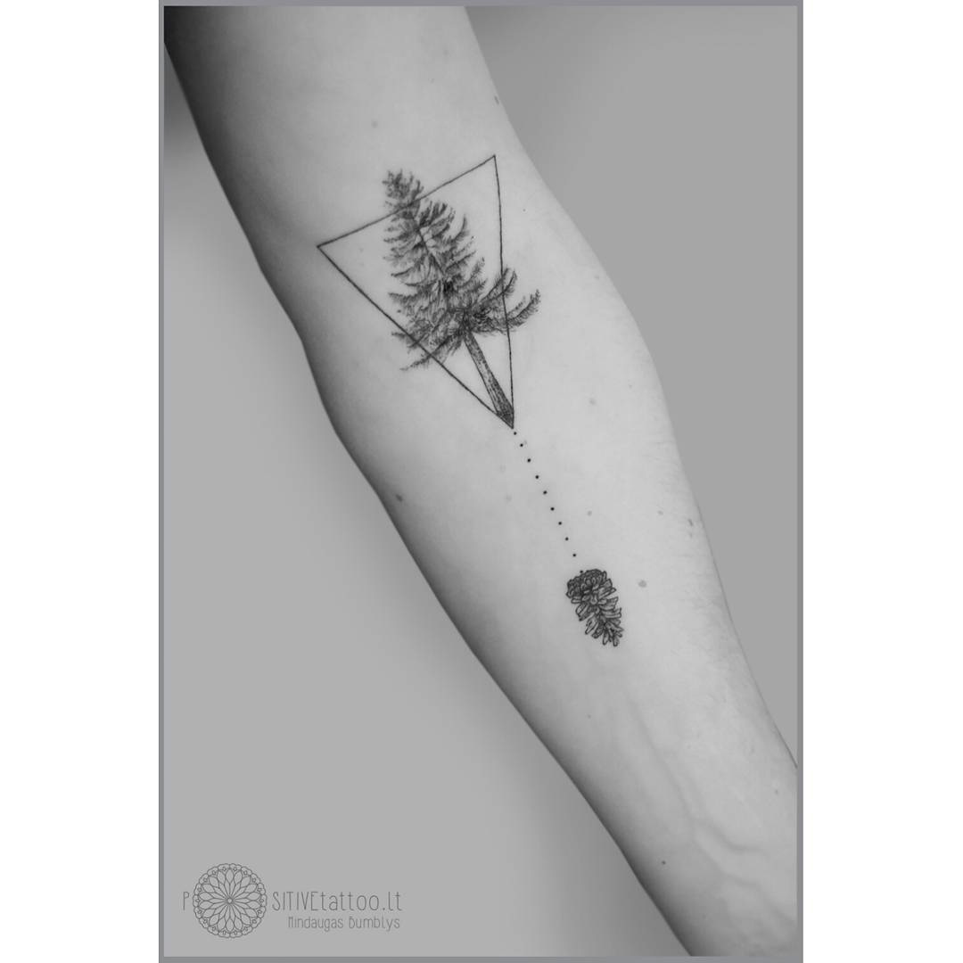 Microrealistic pine cone tattoo located on the rib