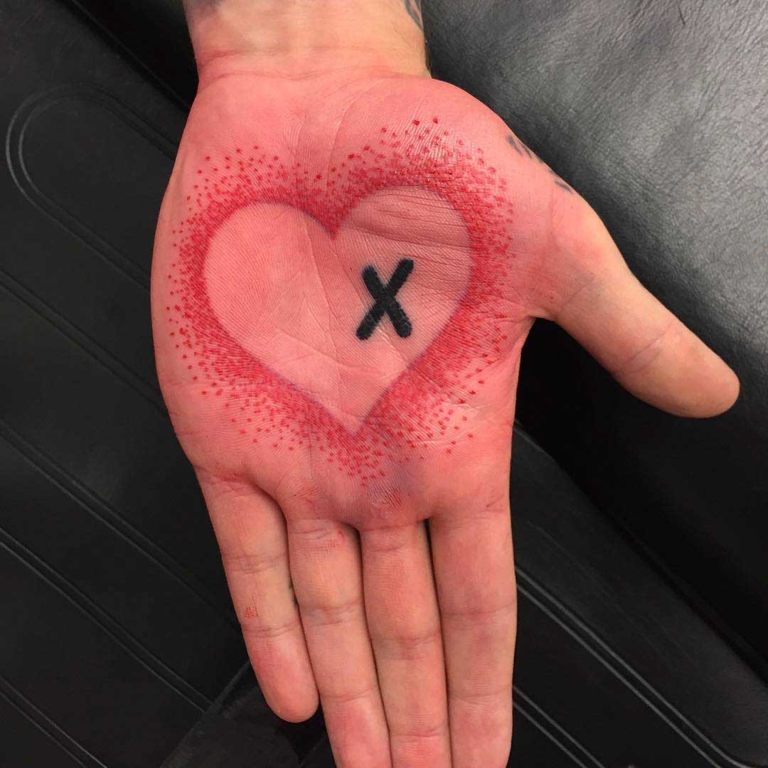 Crossed Heart Palm Tattoo by Bryprow