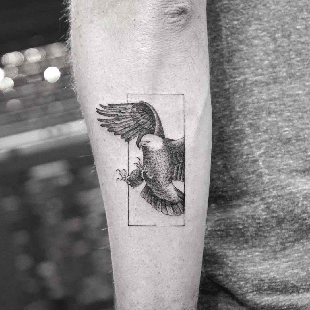 Black and white eagle tattoo design for forearm on Craiyon