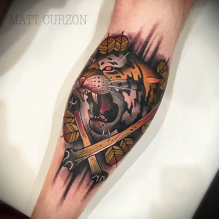 cool tiger tattoo neo-traditional