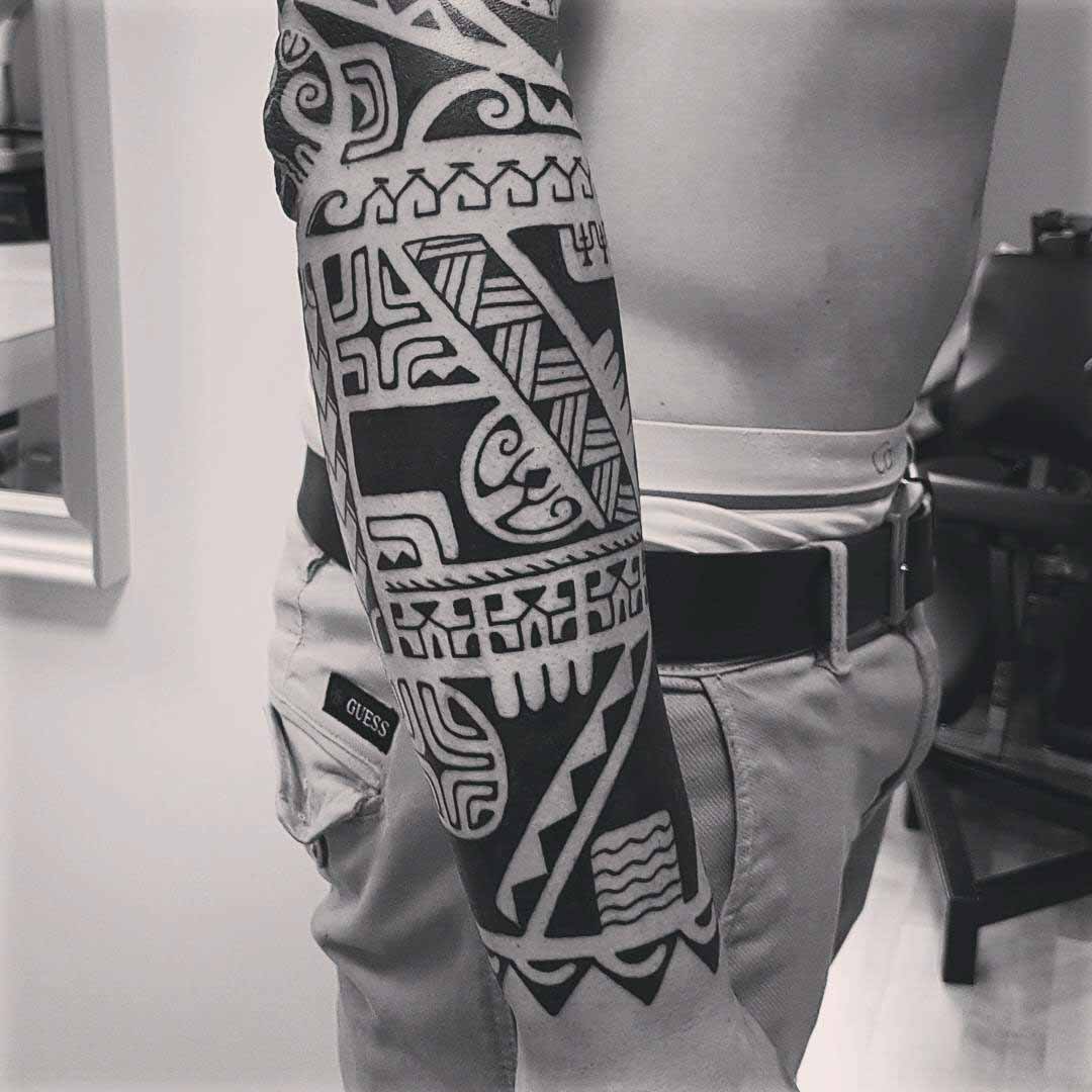 Men Tribal Temporary Tattoo Maori Hand Arm Leg Polynesian - kulturaupice