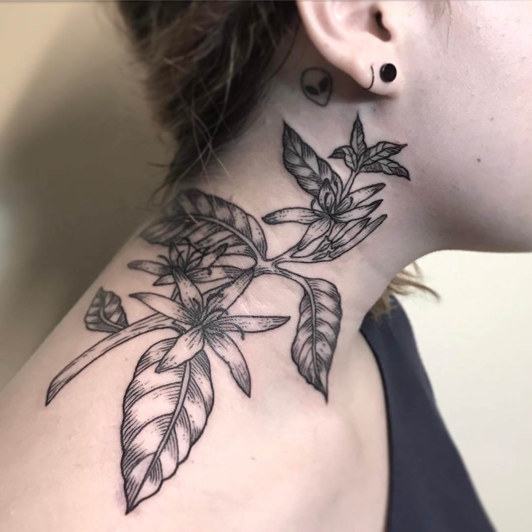 neck tattoo floral