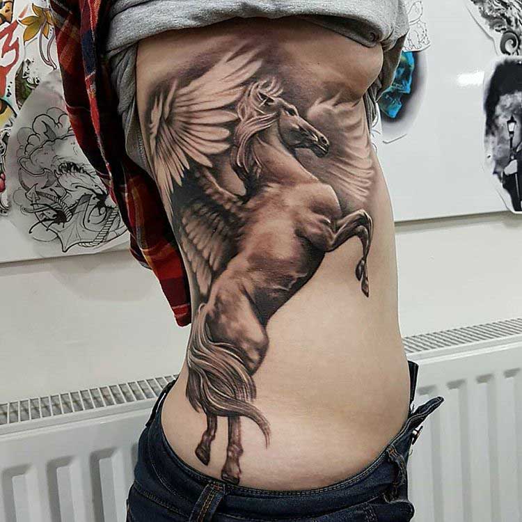 Pegasus Tattoo on Ribs - Best Tattoo Ideas Gallery