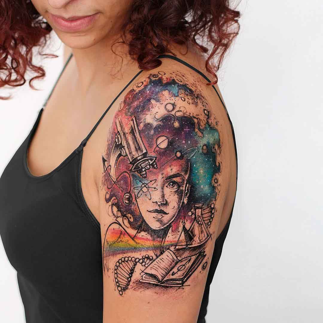 watercolor tattoo on shoulder research