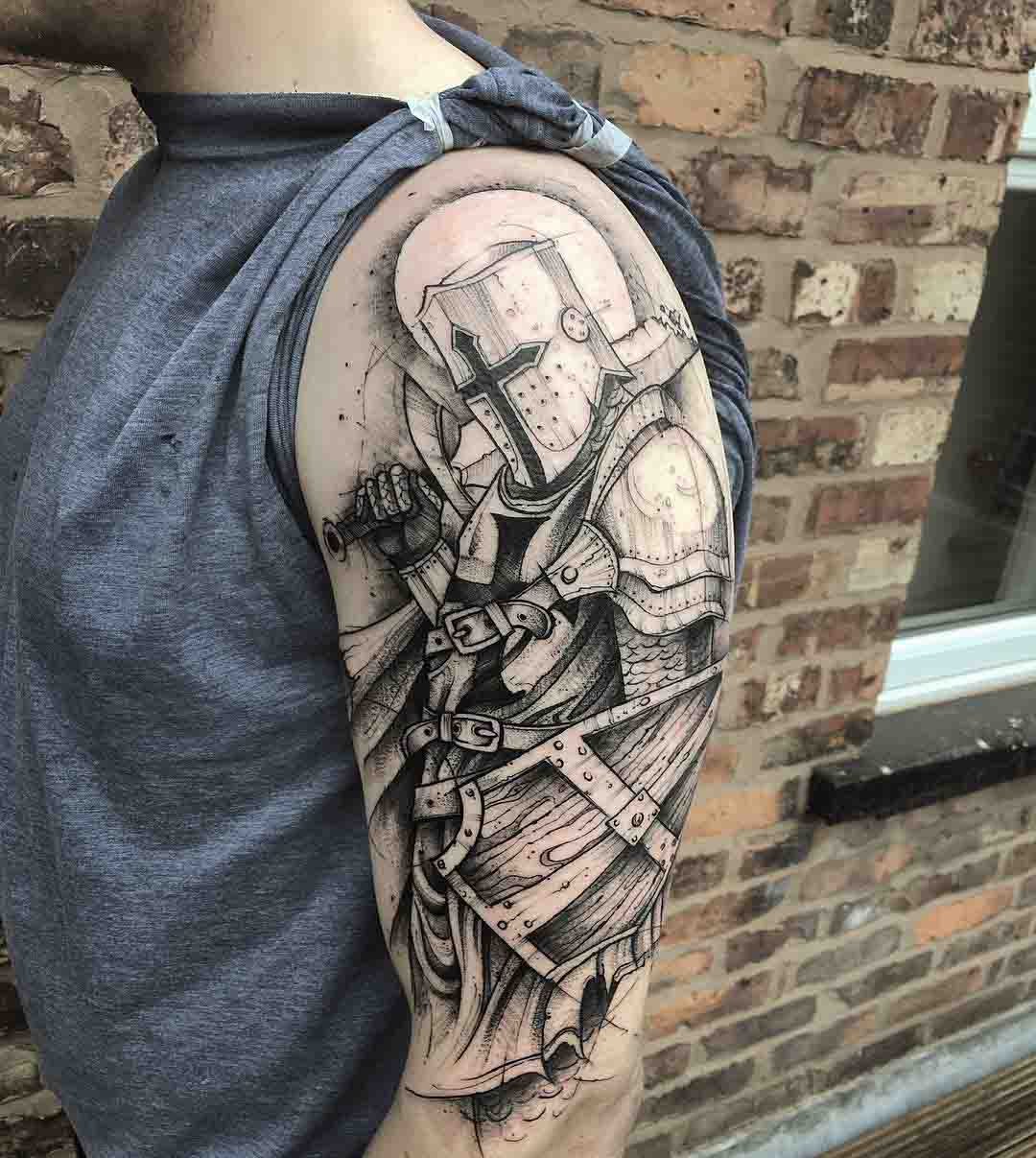 shoulder tattoo knight