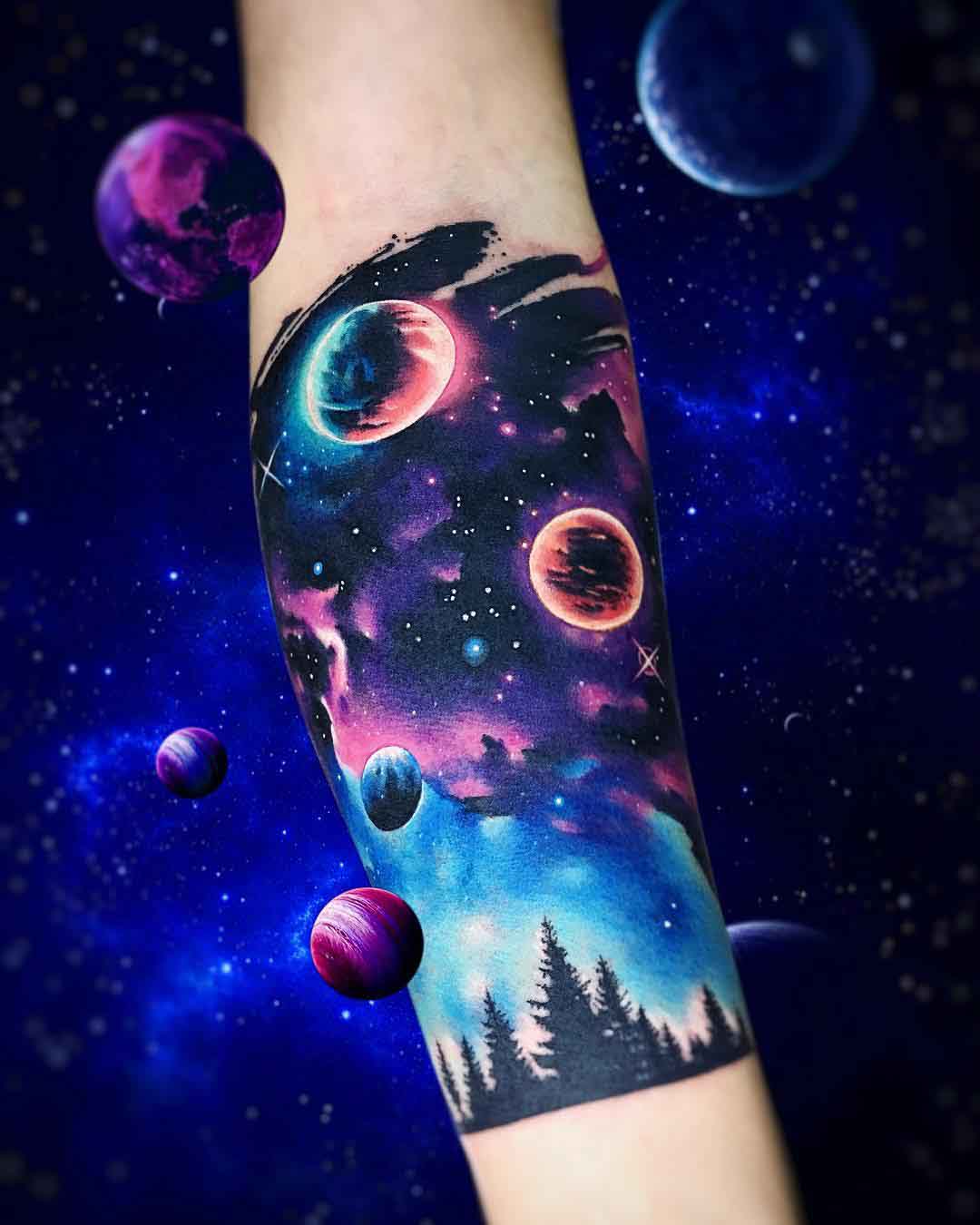 forearm space tattoo