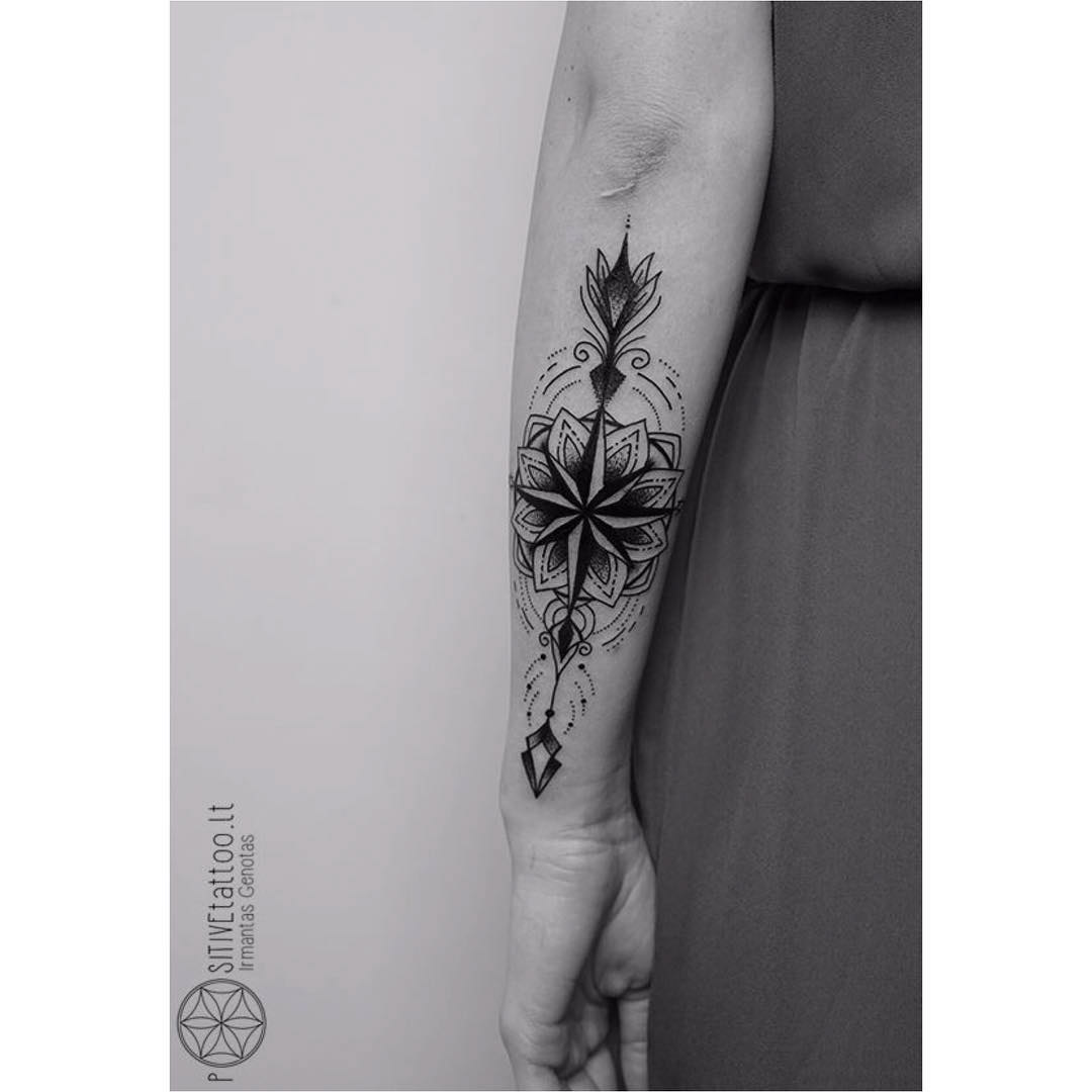 arm tattoo mandala arrow