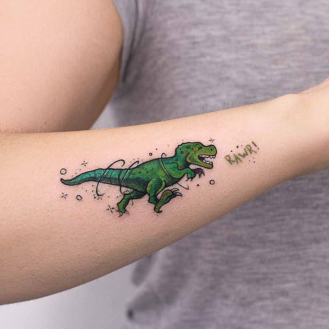 arm tattoo dinosaur T-Rex