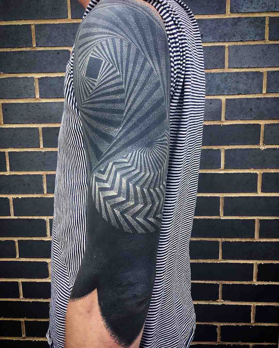 geometric tattoo sleeve dotwork