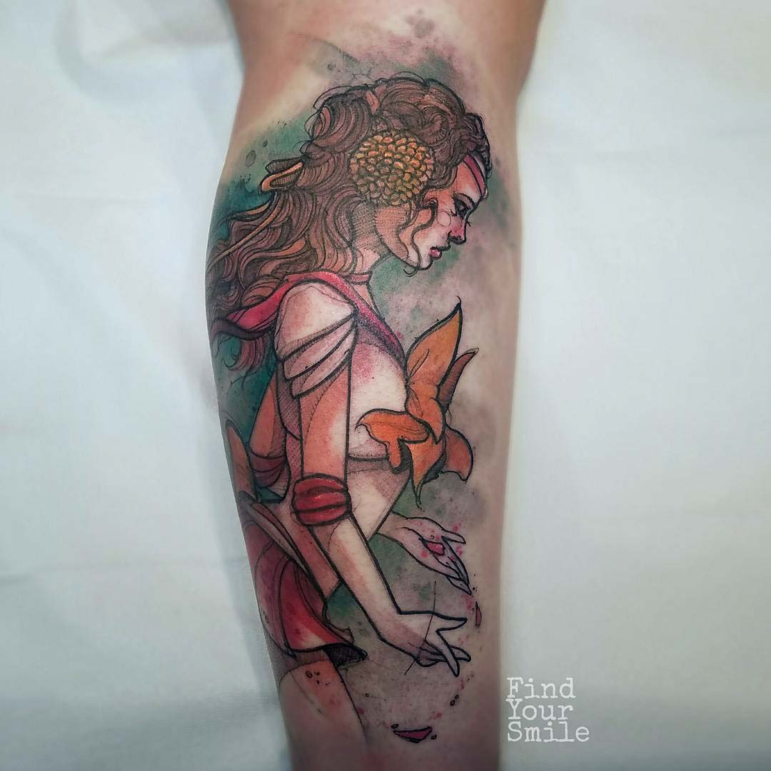 princess padme tattoo watercolor style sailor moon style