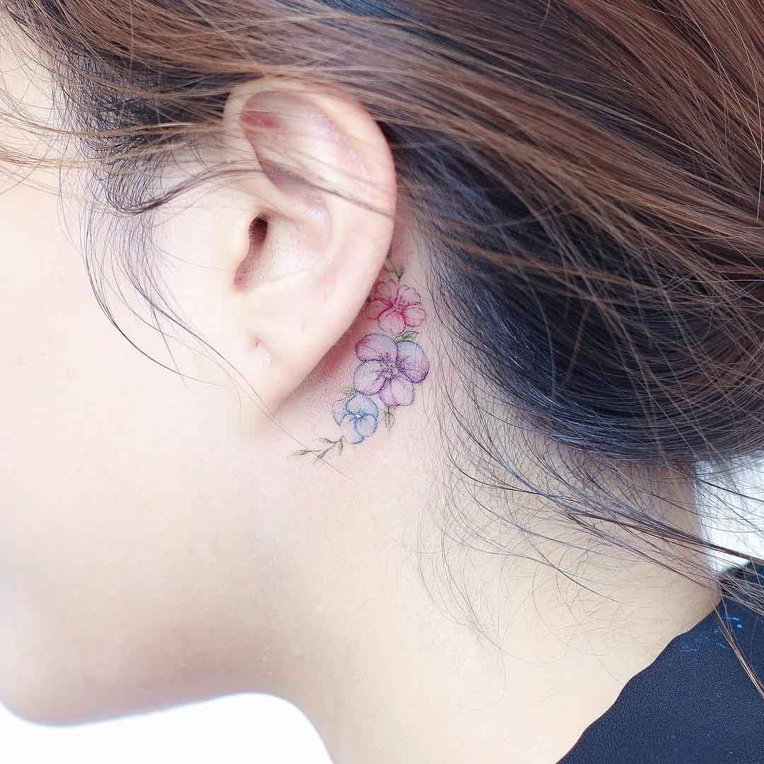 Flowers Behind Ear Tattoo - Best Tattoo Ideas Gallery