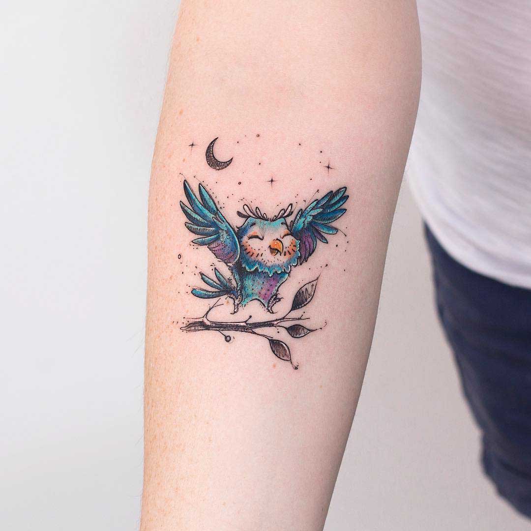 arm tattoo cute owl