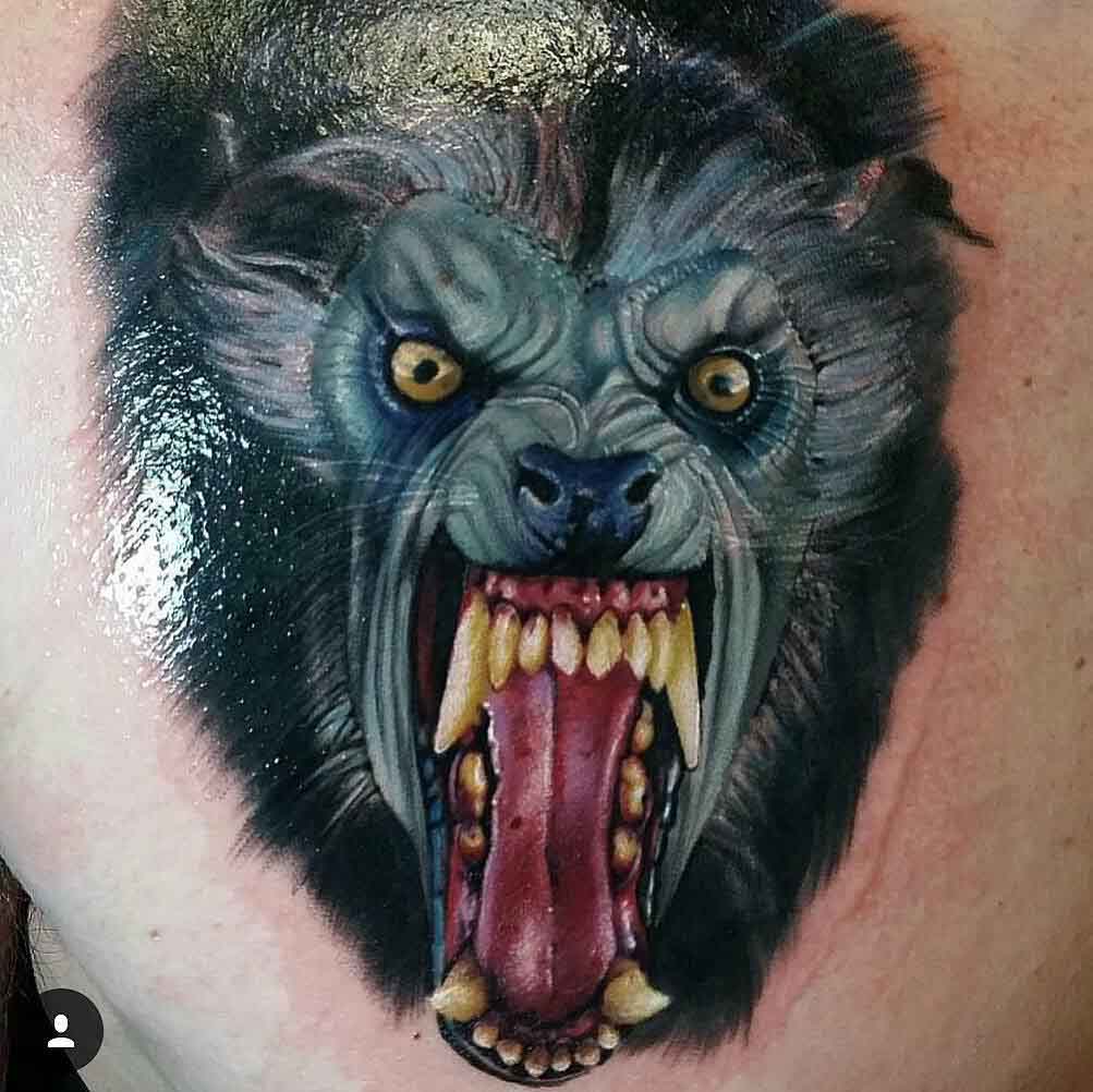 realistic werewolf tattoo