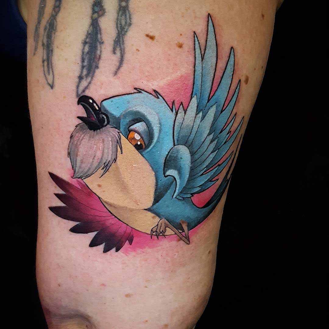 Cute Little Blue Bird Tattoo.