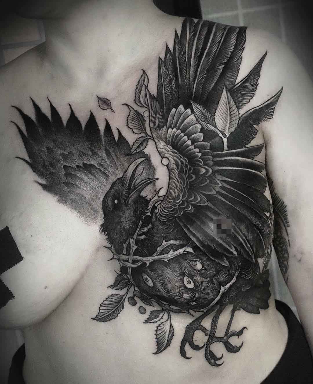 Shaman crow done by Tyler Nguyen out of My Little Needle Tattoos Plymouth  MI  rtattoos