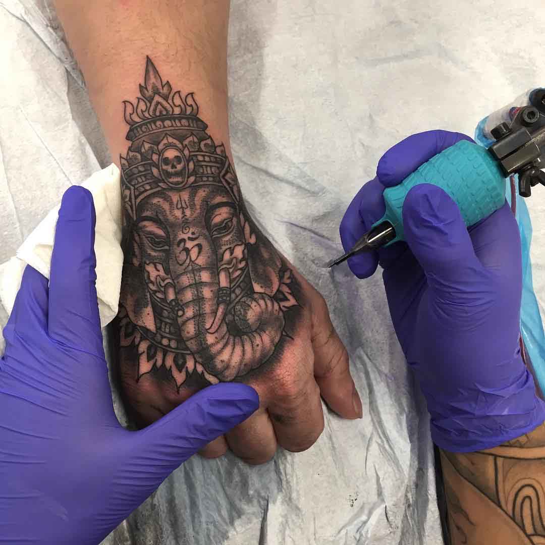 Hand Tattoo Ganesha.