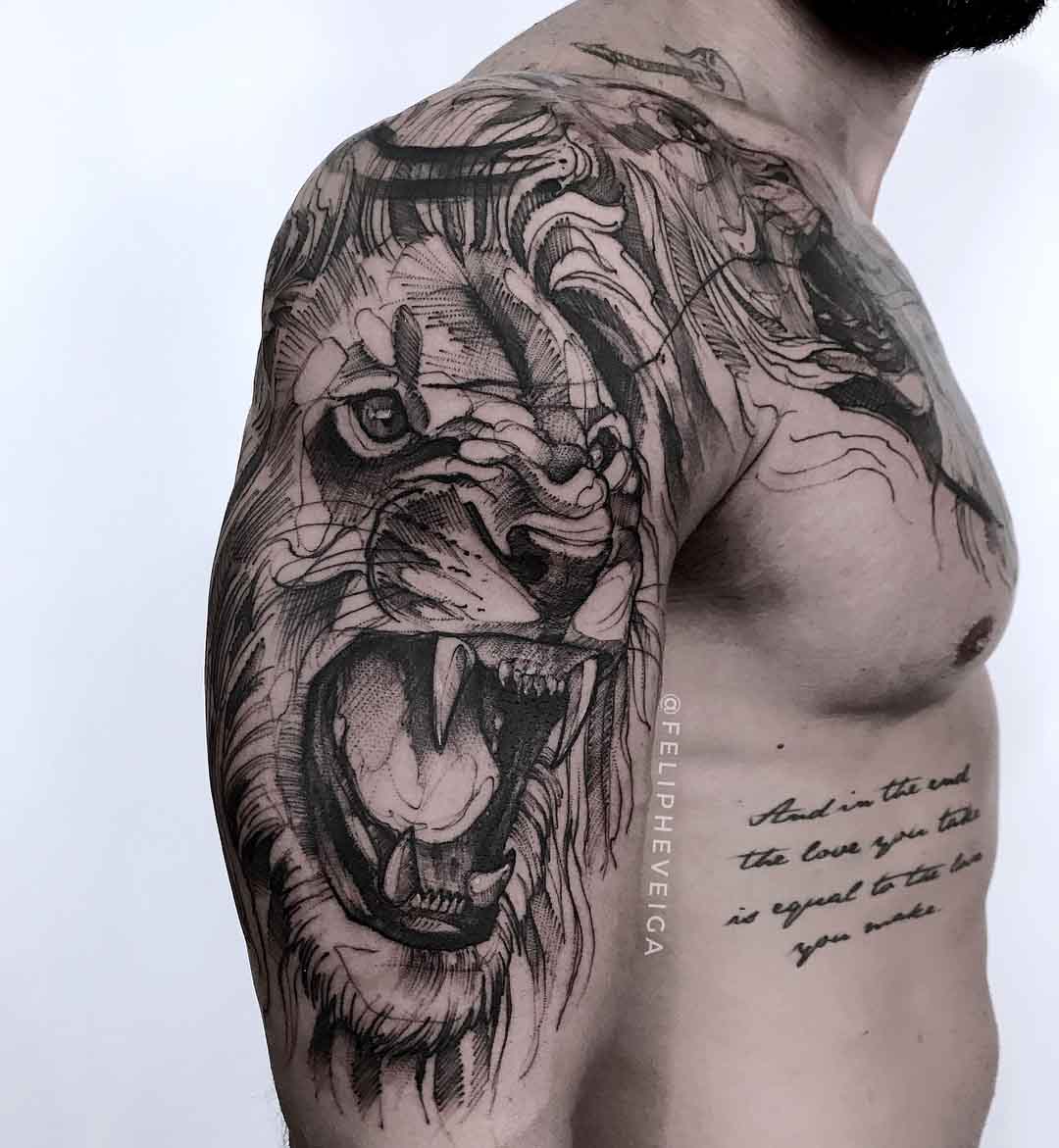 shoulder lion tattoos