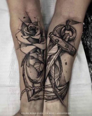 Matching Anchor Tattoo on Forearms | Best Tattoo Ideas Gallery