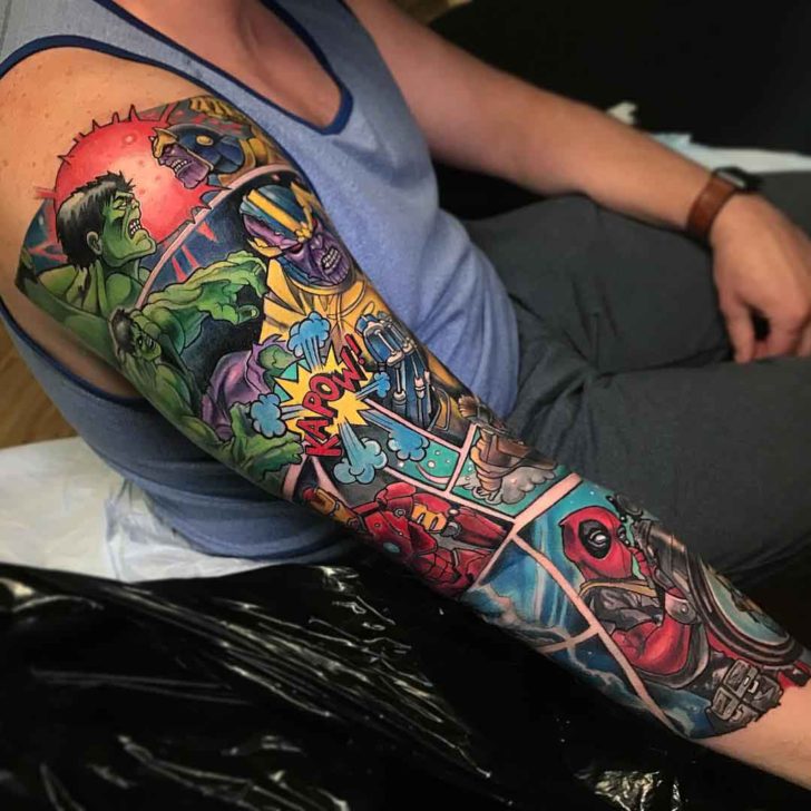 Marvel Comic Sleeve Tattoo Best Tattoo Ideas Gallery