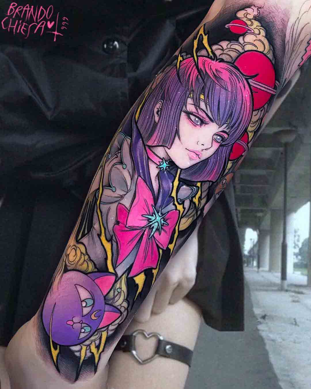 anime tattoo sailor saturn on arm