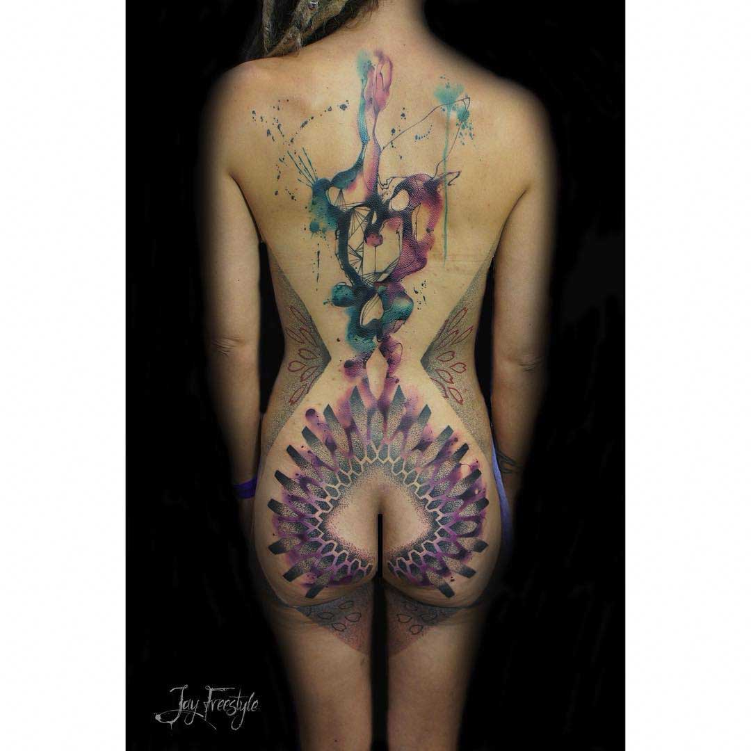 full back tattoo abstract