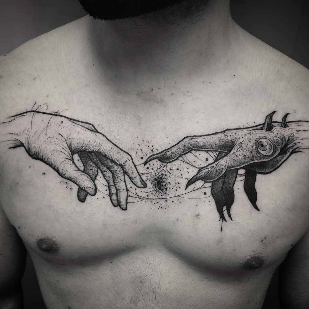 Tattoo uploaded by Fanny • #photooftheday #tattoooftheday #chest # chesttattoo #angel #demon #wolf #bear #dot #dots #dotwork #dotworktattoo  #dottattoo #petitspoints #stippling #stippletattoo #lausanne  #lausannetattoo #tattoolausanne ...