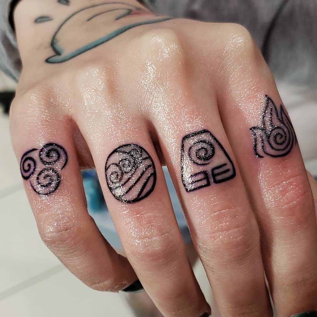 avatar tattoos aribender elements on fingers