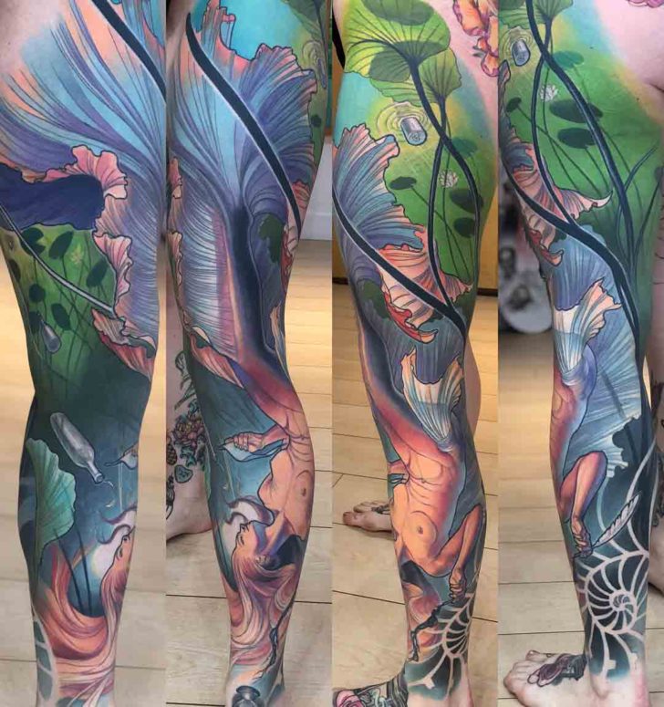 Mermaid Leg Sleeve Tattoo | Best Tattoo Ideas Gallery