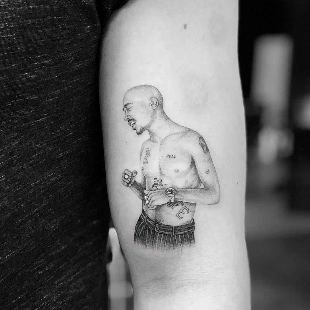 arm tattoo Tupac Shakur