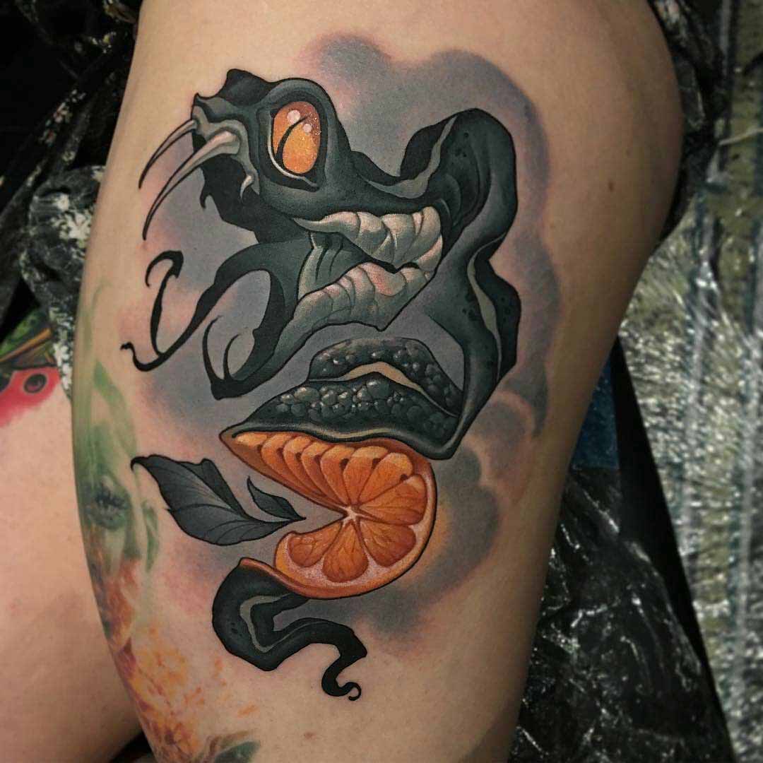 black snake of orange peel