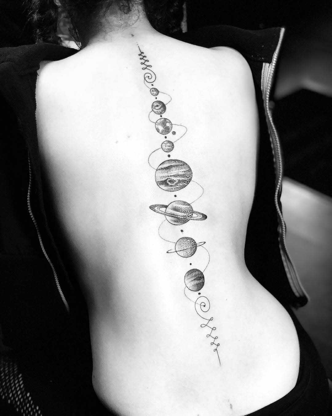 spine tattoo planets of solar system